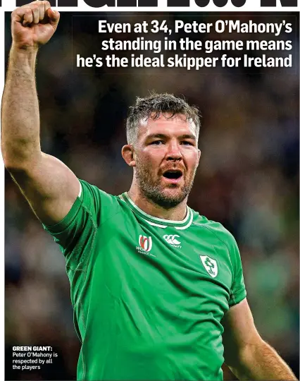  ?? ?? GREEN GIANT: Peter O’Mahony is respected by all the players