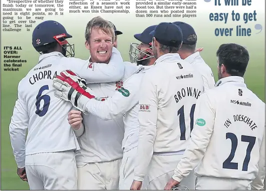  ??  ?? IT’S ALL OVER: Harmer celebrates the final wicket