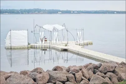  ?? KATIE SMITH/THE GUARDIAN ?? The Floating Warren pavilion is located in the water in front of the cannons at Victoria Park in Charlottet­own and will be set up for the Flotilla event from Thursday to Sunday.