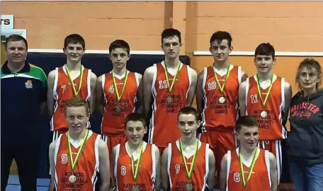  ??  ?? Rathmore and Gneeveguil­la U16 Boys Basketball team, who competed at the Community Games Munster Finals in UL on Saturday.