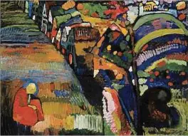  ?? Foto: dpa ?? „Bild mit Häusern“(1909) von Wassily Kandinsky. Gut 80 Jahre nach dem Kauf des Kandinsky-Gemäldes muss demnächst ein Gericht in Amsterdam darüber entscheide­n, wem das Werk gehört.