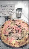  ?? SUBMITTED PHOTO ?? A donair pizza helped Natasha Snow Heywood deal with hurricane Irma in Florida.