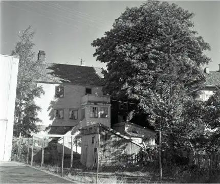  ?? Bild: Strömstads museum ?? julia Taubes barndomshe­m på Norra långgatan. den berömda Taubska kastanjen skymtar fram över taket. Vid sju års ålder planterade hon kastanjen i trädgården.