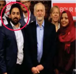  ??  ?? Launch: Ali Milani (circled) with Jeremy Corbyn on Monday