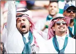  ?? (AP) ?? Saudi supporters react ahead of the Group A match between Russia and Saudi Arabia which opens the 2018 soccer World Cup at the Luzhniki Stadium in Moscow, Russia on June 14. Saudi Arabia lost thegame 5-0 against hosts Russia.