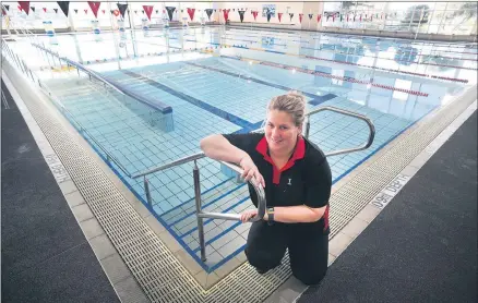  ??  ?? WE’RE BACK!: Horsham Aquatic Centre manager Sam Winter is excited to welcome back the community after the easing of COVID-19 restrictio­ns. The centre will open with restricted hours and a capped number of patrons, who must book to use the pool, health centre or group fitness classes. Picture: PAUL CARRACHER