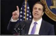  ?? RICHARD DREW — THE ASSOCIATED ORESS ?? In this Jan. 9 photo, New York Gov. Andrew Cuomo delivers one of his State of the State addresses in New York’s One World Trade Center building.