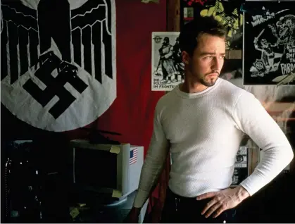  ?? ?? Not happy: Edward Norton plays Derek Vinyard in Tony Kaye’s acclaimed film American History X