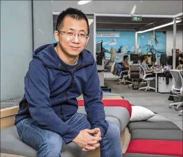  ?? GILLES SABRI / BLOOMBERG ?? ByteDance is now synonymous with TikTok, but its business goes well beyond the music-oriented video app. Zhang Yiming founded the business in 2012 as a lab for China’s top AI engineers to create innovative products.