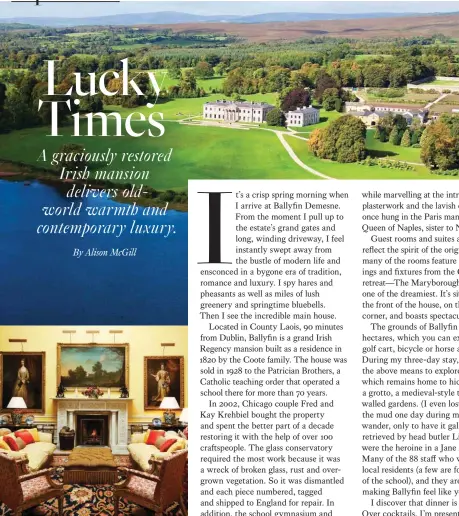  ??  ?? BALLYFIN DEMESNE: THE 19TH-CENTURY MANSIONTUR­NEDLUXURY-HOTEL IS SURROUNDED BY 248 HECTARES OF LUSH IRISH COUNTRYSID­E.