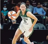  ?? Matt York / Associated Press ?? Seattle guard Sue Bird is back home in New York as the Storm take on the Liberty on Friday night.