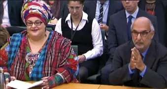  ??  ?? More tartan than Balmoral: Camila Batmanghel­idjh with Alan Yentob yesterday