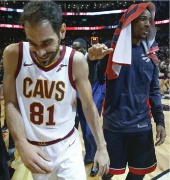  ?? RICK MADONIK/TORONTO STAR FILE PHOTO ?? While ex-Raptor Jose Calderon, left, will have to introduce himself to a host of new teammates, his old team, with DeMar DeRozan, stood pat at the trade deadline, understand­able for a team on pace for a franchise record in wins.