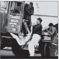  ??  ?? Reginald Denny is pulled from his truck and almost beaten to death during the 1992 Los Angeles riots. The incident is part of the ABC documentar­y Let It Fall: Los Angeles 1982-1992.