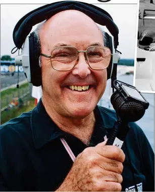  ??  ?? VIEWERS’ FAVOURITE: Murray Walker in his natural environmen­t – at the race track