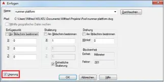  ??  ?? Bild 4: Einfügen der „fremden“DWG mit aktivierte­r Option „Ursprung“.