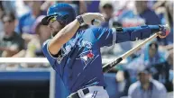  ?? CHRIS O’MEARA / THE ASSOCIATED PRESS ?? Blue Jays third baseman Josh Donaldson made his first spring training appearance Monday in Dunedin, Fla., finishing 0-for-2 with a walk as the designated hitter.