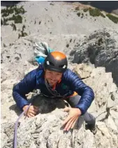  ??  ?? Above: Adam Campbell on the first ascent of Homage to the Warden 5.6 300 m