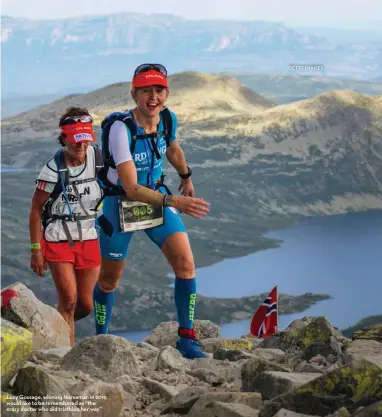 ?? ?? Lucy Gossage, winning Norseman in 2019, would like to be remembered as “the crazy doctor who did triathlon her way”