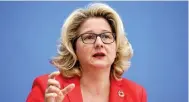  ?? F.: DPA ?? Will Tempo beim Klimaschut­z: Svenja Schulze (SPD), Umweltmini­sterin.