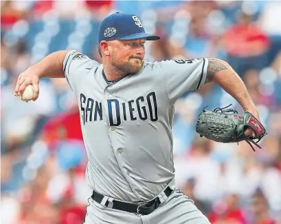  ?? RICH SCHULTZ GETTY IMAGES FILE PHOTO ?? New Blue Jays closer Kirby Yates had a 1.19 ERA for the Padres in 2019, when he led the National League with 41 saves.