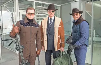  ??  ?? Egerton, left, and Colin Firth team up with Pedro Pascal and his American cohorts.