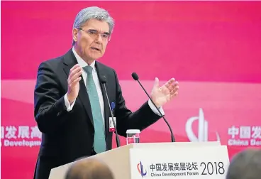  ?? /Reuters ?? Planning ahead: Siemens CEO Joe Kaeser, who will step down in 2021, has launched the company’s Vision 2020+ strategy, which he says will ensure it is well prepared to create and adapt to disruption in the decade to come.