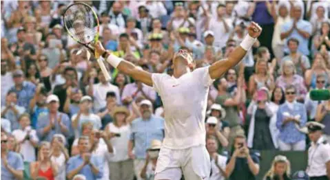  ?? |AP ?? Nadal está ya en su sexta semifinal de Wimbledon, primera desde 2011 cuando cedió en la final contra Novak Djokovic, y en la 28 del Grand Slam.