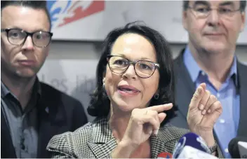  ?? PHOTO D’ARCHIVES ?? La candidate libérale dans Jean-Lesage, Gertrude Bourdon s’était prononcée sur la main-d’oeuvre dans le réseau de la santé lors d’un point de presse en septembre.