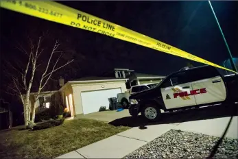  ?? Herald photo by Ian Martens ?? Tape marks the scene of a home after police responded to a high-risk incident where they say several shots were fired at a home Sunday night along Heritage Boulevard West. A 32-year-old Lethbridge man has been charged with attempted murder....