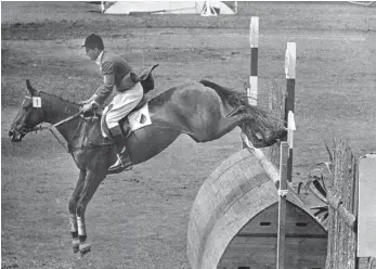  ?? FOTO: DPA ?? Ritt für die Ewigkeit: Hans Günter Winkler mit Halla auf dem Weg zu Olympiagol­d bei den Spielen 1956.