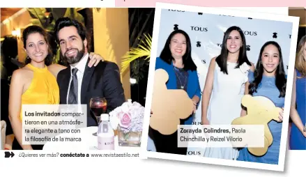  ??  ?? Los invitado compar tieron en una atmó era elegante tono con la filosofí la a Zora a Colindres Paola Chinchilla y eizel Vilorio