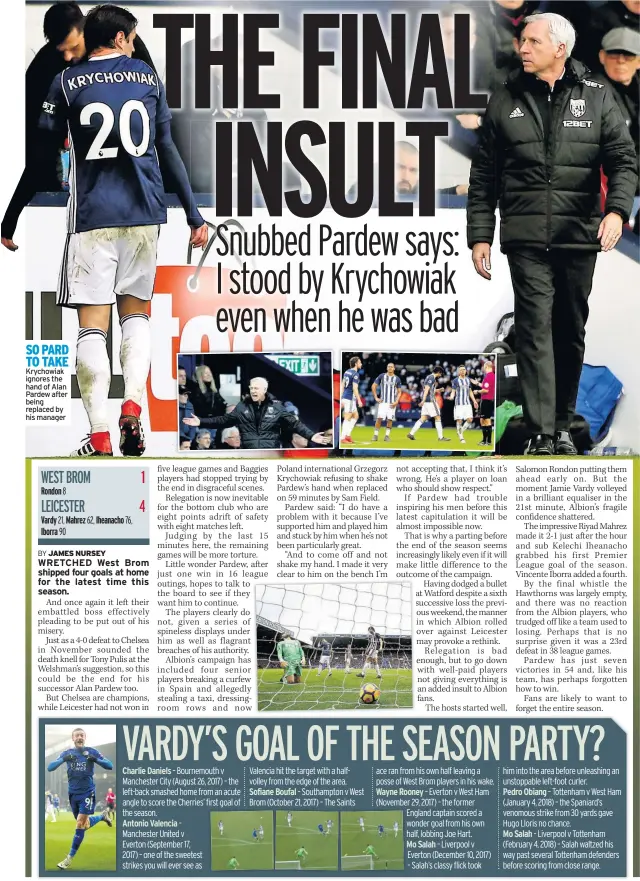  ??  ?? SO PARD TO TAKE Krychowiak ignores the hand of Alan Pardew after being replaced by his manager