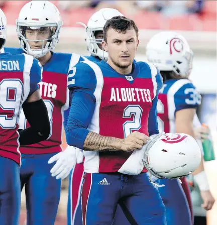  ?? ALLEN McINNIS ?? Despite having limited time to learn the Alouettes offence, quarterbac­k Johnny Manziel will make his first start with Montreal Friday night against the Hamilton Tiger-Cats, whose head coach June Jones expects the 2012 Heisman Trophy winner will be a...