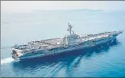  ?? AP ?? The newspaper of North Korea’s ruling party likened the USS Carl Vinson aircraft carrier to a “gross animal”.