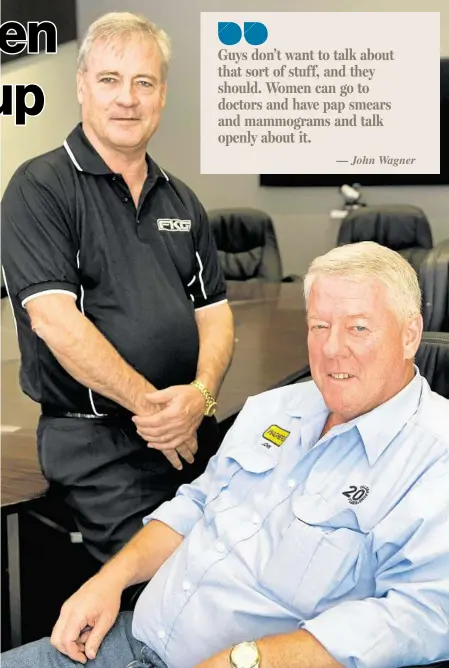  ?? PHOTO: NEV MADSEN ?? Gary Gardner (left) and John Wagner sit down to talk about their experience­s with prostate cancer.