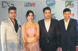  ?? PHOTO: HTCS/SARANG GUPTA ?? (L-R) Dhaval Gada, Janhvi Kapoor, Aksshay Gada, and Jayantilal Gada at the launch