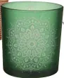  ??  ?? Tealight Holder in Green Mandala from Karma Living, $5.95