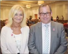  ?? STEVE MacNAULL/The Okanagan Weekend ?? At the 23rd annual forecast event in Kelowna earlier this year are Odlumn Brown Investment­s CEO Debra Hewson and director of investment research Murray Leith.