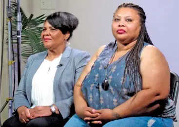  ?? AP PHOTO/ADRIAN SAINZ ?? Alice Marie Johnson, left, and her daughter, Katina Marie Scales, wait to start a TV interview Thursday in Memphis. Johnson, 63, whose life sentence was commuted by President Donald Trump, thanked him Thursday for “having mercy” and said reality TV...