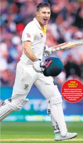  ?? GETTY IMAGES ?? Shaun Marsh celebrates after reaching his century at Adelaide Oval on Sunday.