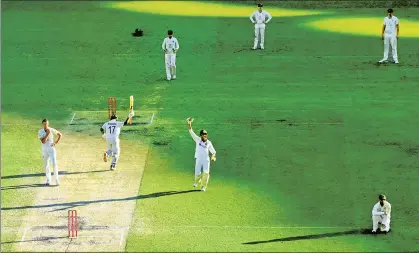  ?? REUTERS ?? SIGNED, SEALED, DELIVERED: Rishabh Pant and Navdeep Saini celebrate the winning runs in the fifth day of the fourth Test against Australia in Brisbane.