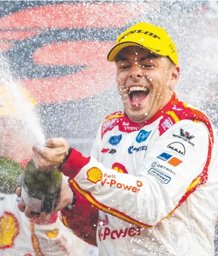  ?? Picture: GETTY IMAGES ?? Driver Scott McLaughlin celebrates his Bathurst 1000 win last year.