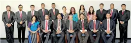  ??  ?? PIMA Executive Committee 2018/2019. Seated from left: Treasurer Shermi Fernando, Immediate Past President Nishantha Gunasekara, President 2018/19 Dinesh Hamangoda, PIM Director and PIMA Patron Ajantha S. Dharmasiri, PIM Faculty Coordinato­r Samantha...