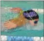  ?? BARRY TAGLIEBER - FOR DIGITAL FIRST MEDIA ?? Phoenixvil­le’s Emily Fabius swims the 200 medley relay against Boyertown on Feb. 7.