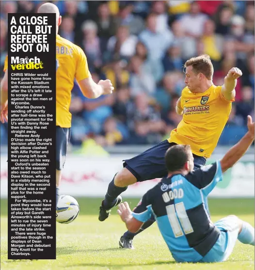  ?? PICTURES: Action Images ?? HERE’S JOHNNY: Johnny Mullins scores the second goal for Oxford United