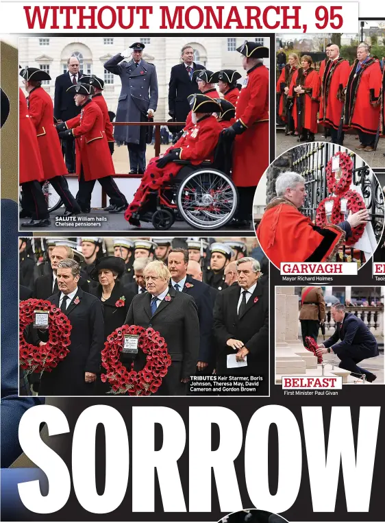  ?? ?? SALUTE William hails Chelsea pensioners
TRIBUTES Keir Starmer, Boris Johnson, Theresa May, David Cameron and Gordon Brown