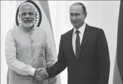  ?? PTI ?? ▪ Prime Minister Narendra Modi with Russian President Vladimir Putin during a bilateral meeting, Tashkent, Uzbekistan (File Photo)