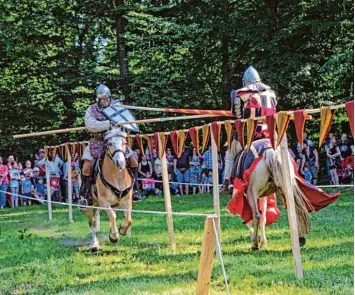  ?? Foto: Josef Abt ?? Eintauchen in die spektakulä­re Welt der Ritter und fahrenden Händler können die Festivalbe­sucher am Pfingstwoc­henende beim Historisch­en Markt auf Schloss Scherneck. Auf die Kinder wartet bei diesem Markt nicht nur ein Kinderritt­erturnier. Die Reitzen steiner Ritter aus München werden auch die Sage des Drachenkäm­pfers inszeniere­n und Einblicke in ihr Training mit den Pferden geben.