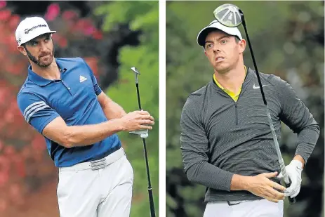  ?? /Getty Images ?? Possible winners: Dustin Johnson, left, is a hot favourite to win the Masters, while Gary Player has tipped Rory McIlroy to win the year’s first Major.